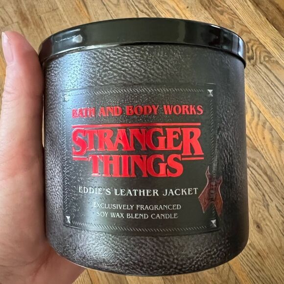 BBW Exclusive Stranger Things Lmtd Edition 3Wick Candle Eddie’s Leather Jacket - Picture 1 of 7